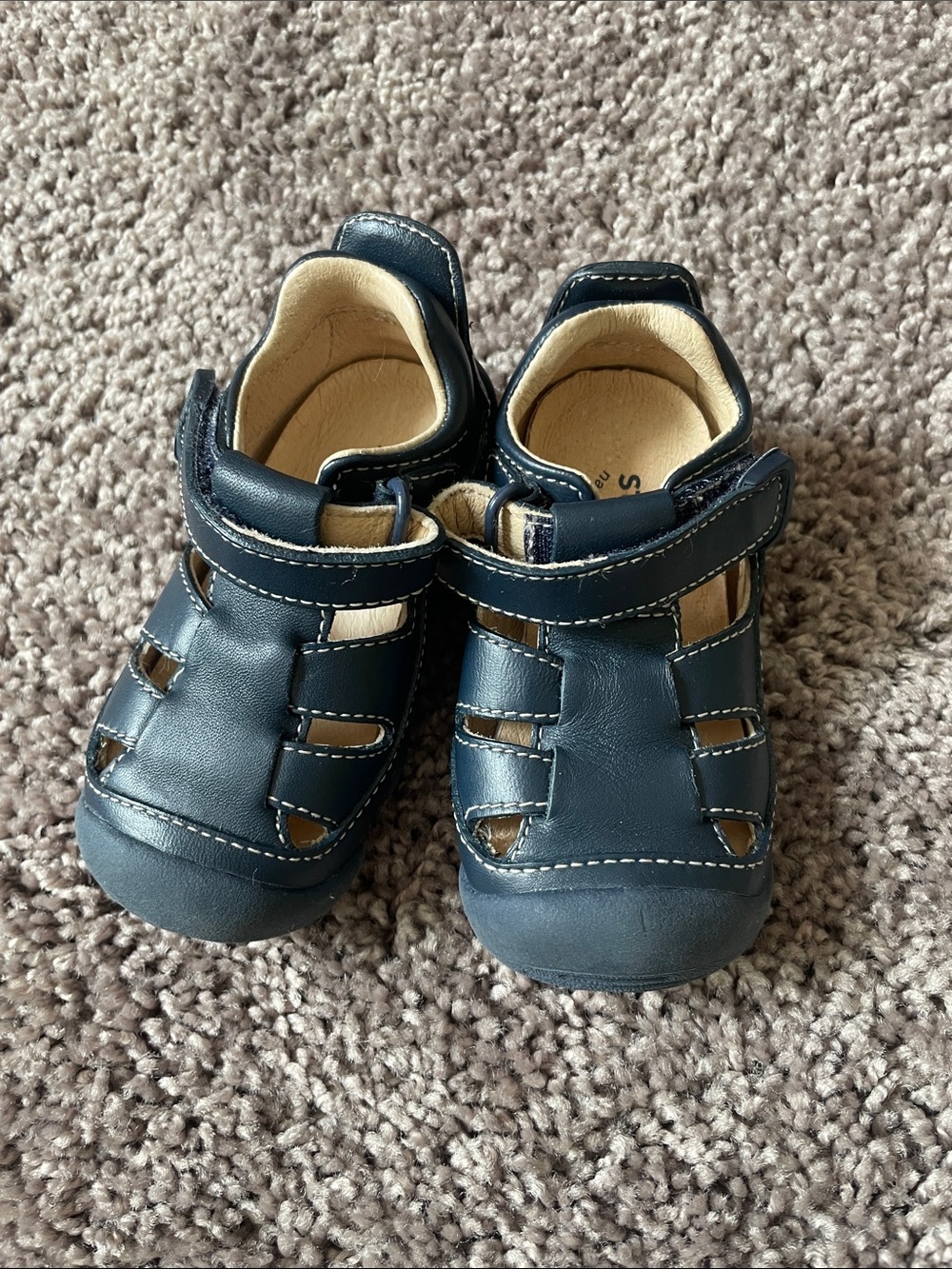 Stride Rite Navy Closed-Toe Leather Sandals for Kids